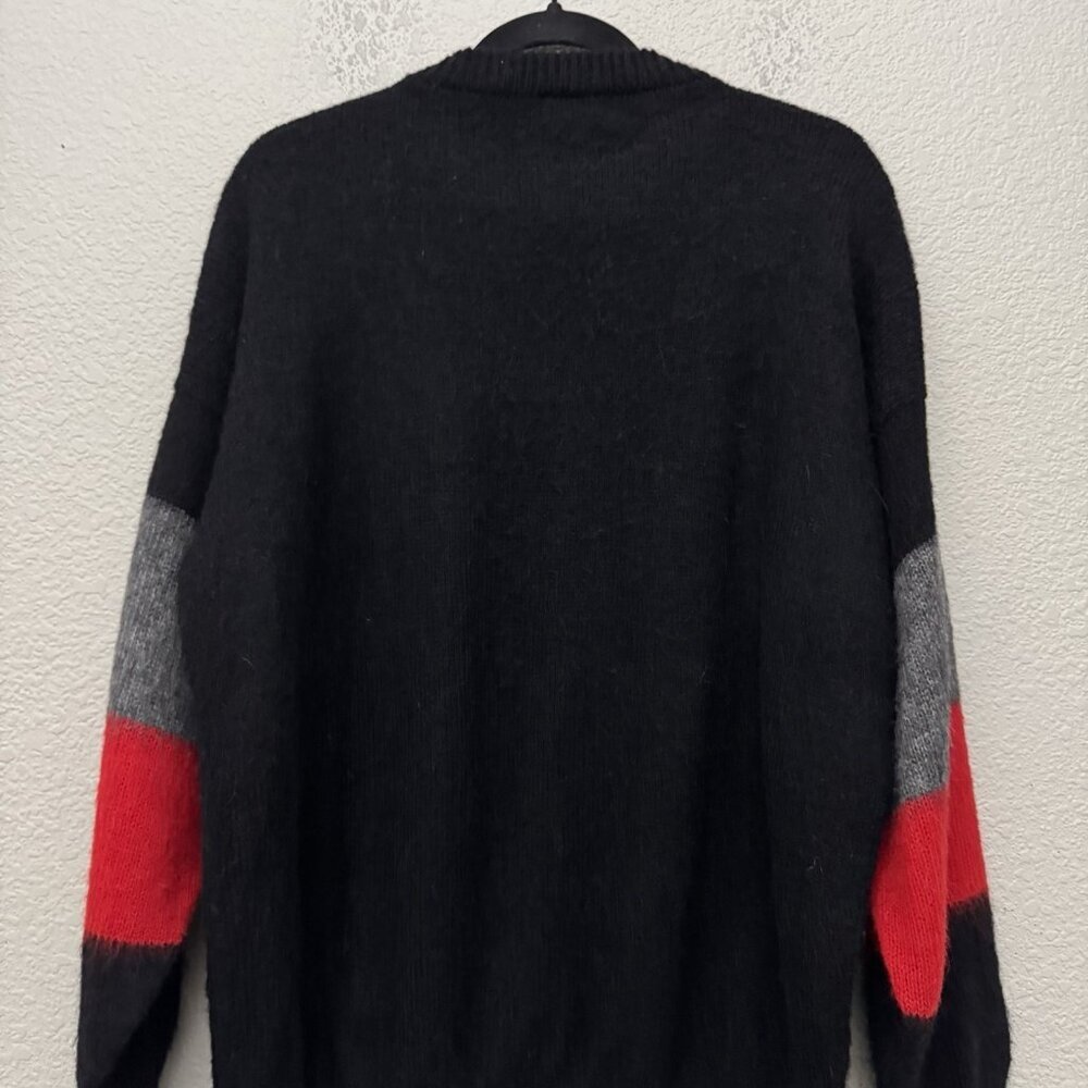 100% Alpaca Sweater Black Red Gray Argyle Peru Knit Pullover Danna Sonko - Picture 8 of 10